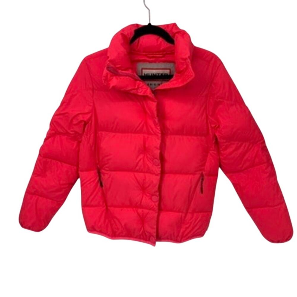 Hunter‎ Puffer Jacket Womens XS Hot Pink Polyester Zip Pockets Full Zip Snap